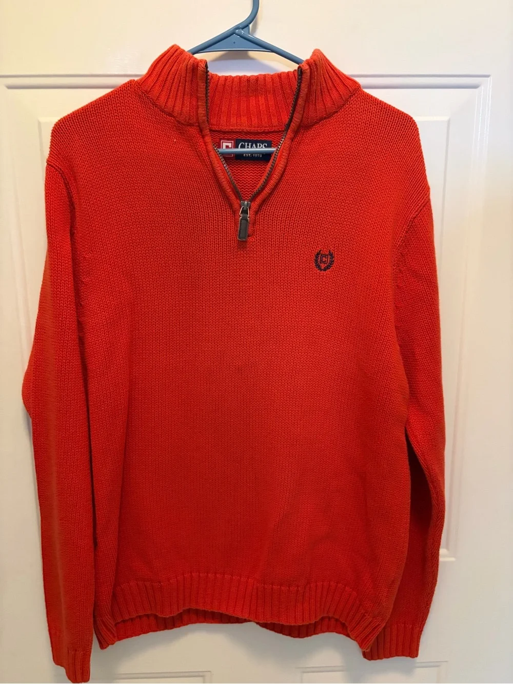 Chaps Men’s Bright Orange Half-Zip Mock Neck Sweater